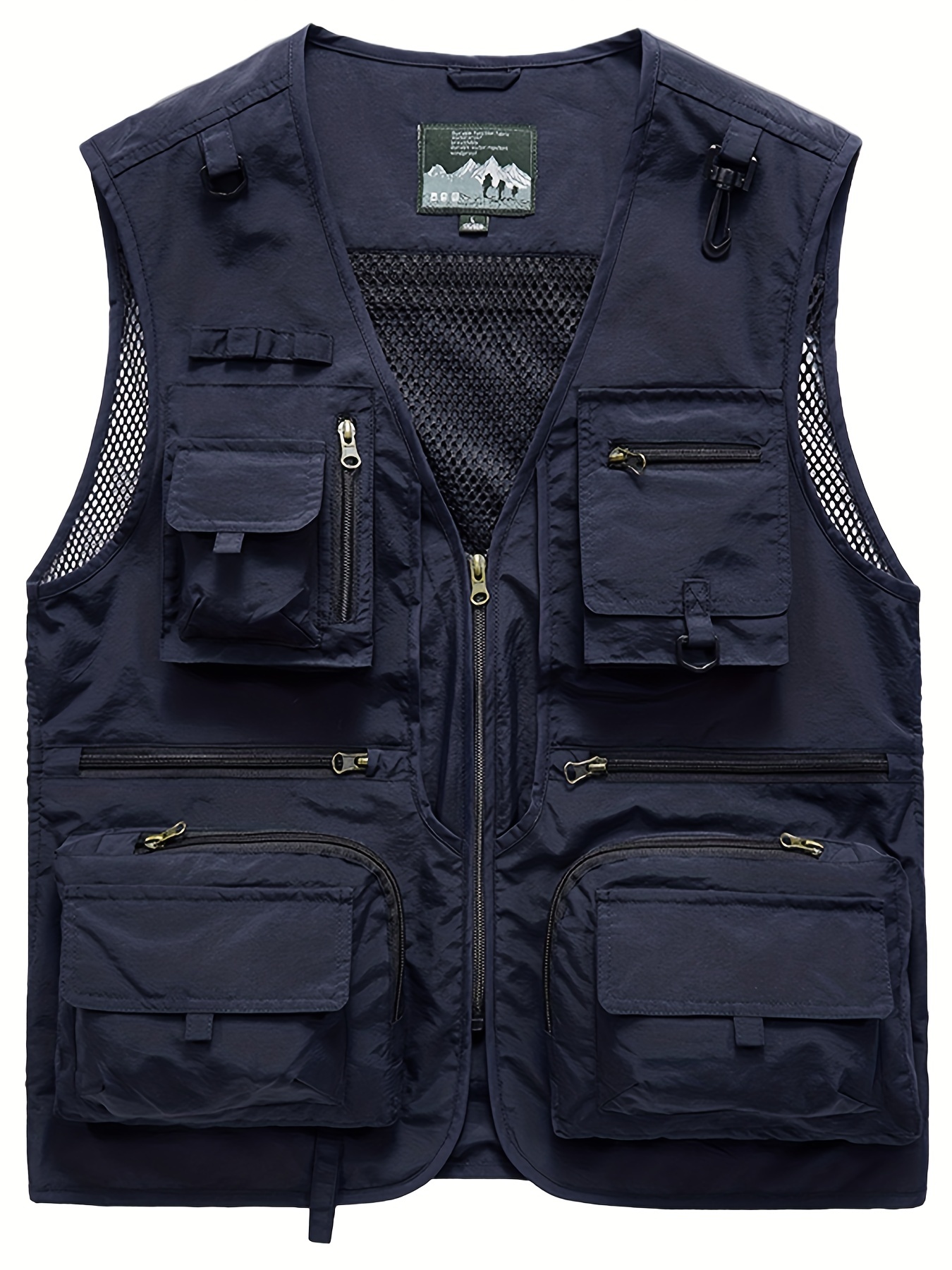 Breathable Mesh Zip Cargo Vest Men Perfect Fishing Hiking - Temu