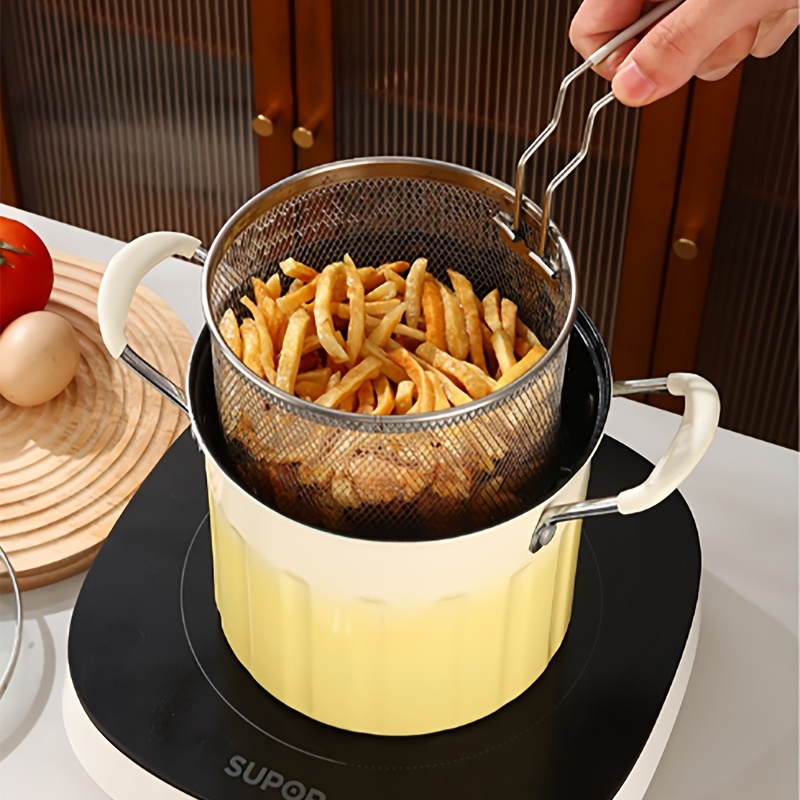 1pc Deep Fryer, Stainless Steel With Temperature Control And Lid, Japanese  Fryer, Uncoated Deep Fryer, Compatible With Gas Stove, Induction Cooker,  Electric Stove And Other Stoves - - Temu