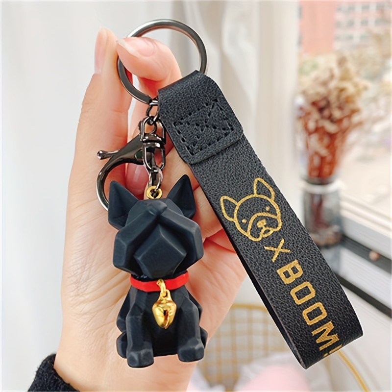 Stylish French Bulldog Bell Keychain, Black | Frenchie Shop