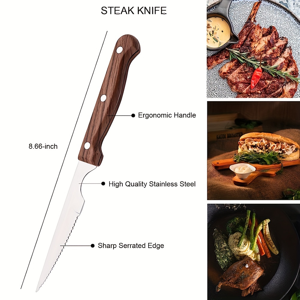 Steak Knife Cutlery Sharp Dinner Knives Stainless Steel Tableware Kitchen  Home Flatware - Temu