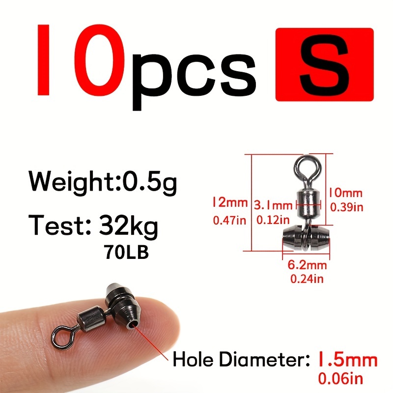 10 pcs Ball Bearing Fishing Rolling Swivel Connectors Solid Rings