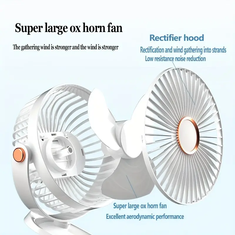 6 inch usb small fan mini student dormitory clip fan rechargeable desktop desktop bed brushless silent fan with light details 4