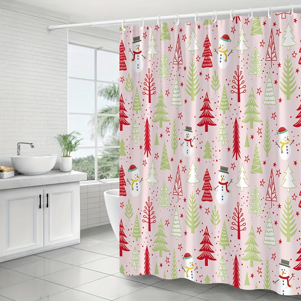 Scarf Snowman Shower Curtain Waterproof Shower Curtain - Temu