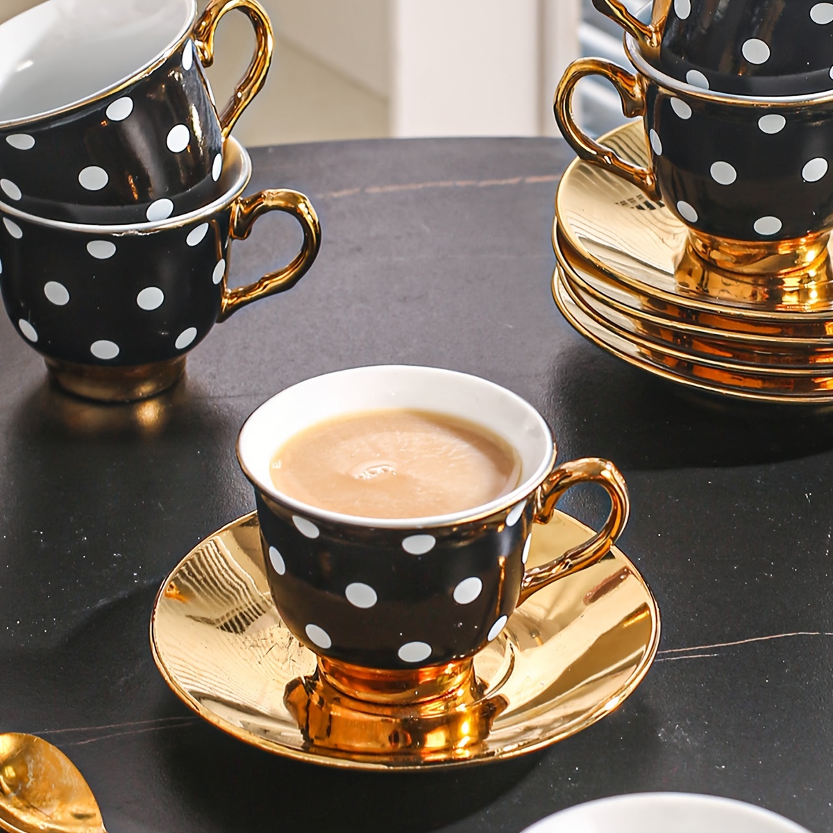 Turkish Unbreakable Tea Glasses Set Espresso Latte Cup Golden
