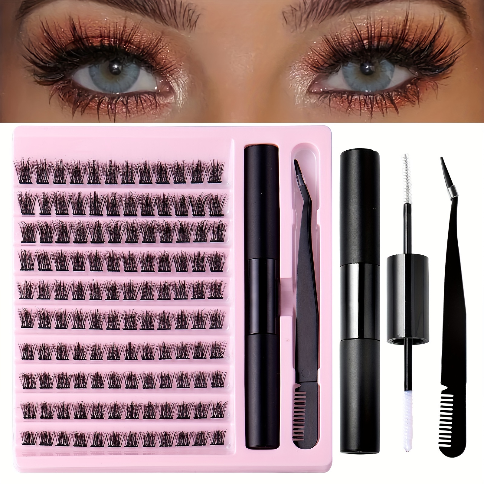 

120pcs Large Capacity False Eyelashes Diy Segmented 10/12/14mm Single Cluster C Curling Fairy Hair False Eyelashes Natural Bushy Self Grafting Lashes, With Tweezers