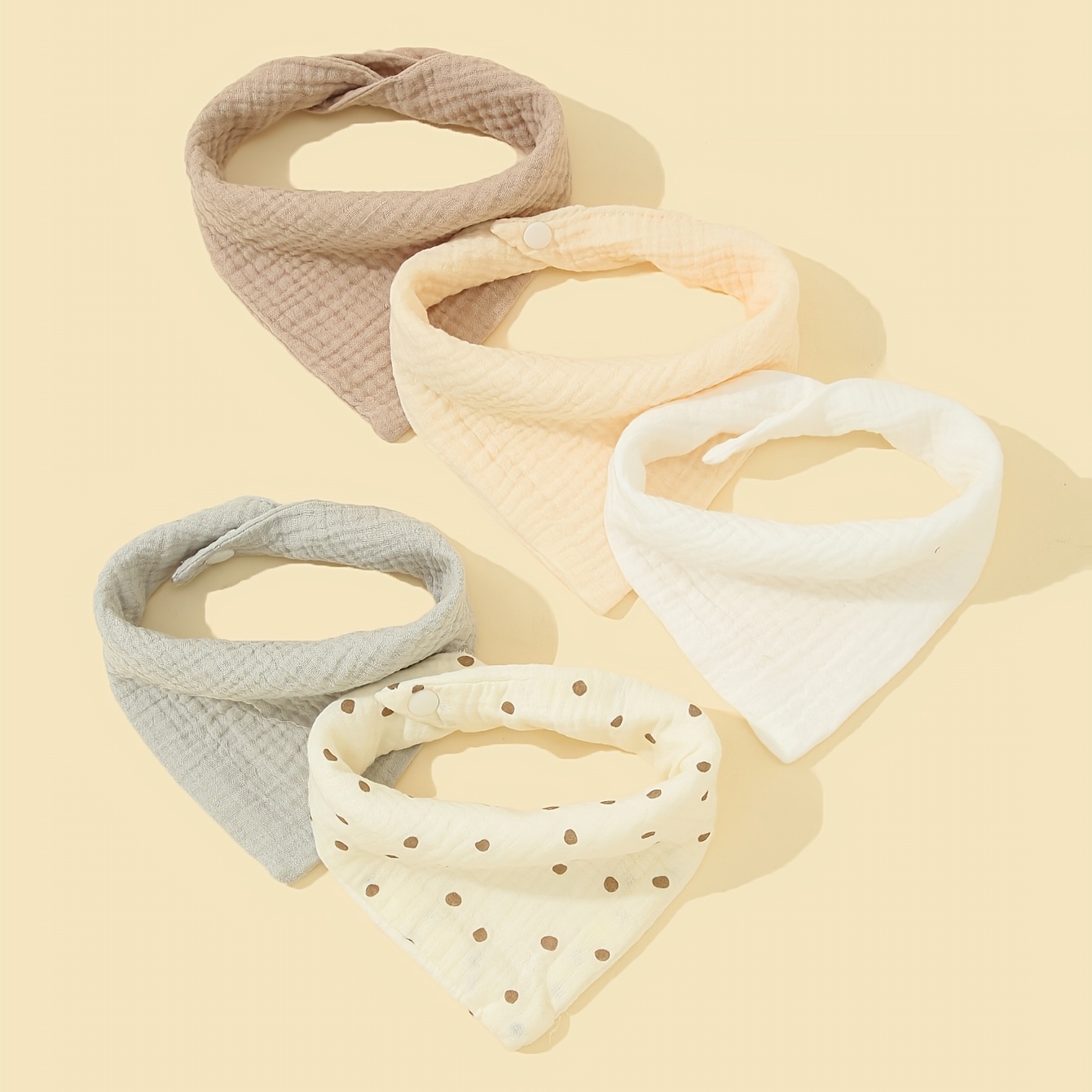 5 Pack Unisex Baby Bandana Bibs Solid Colors for Boys & Girls