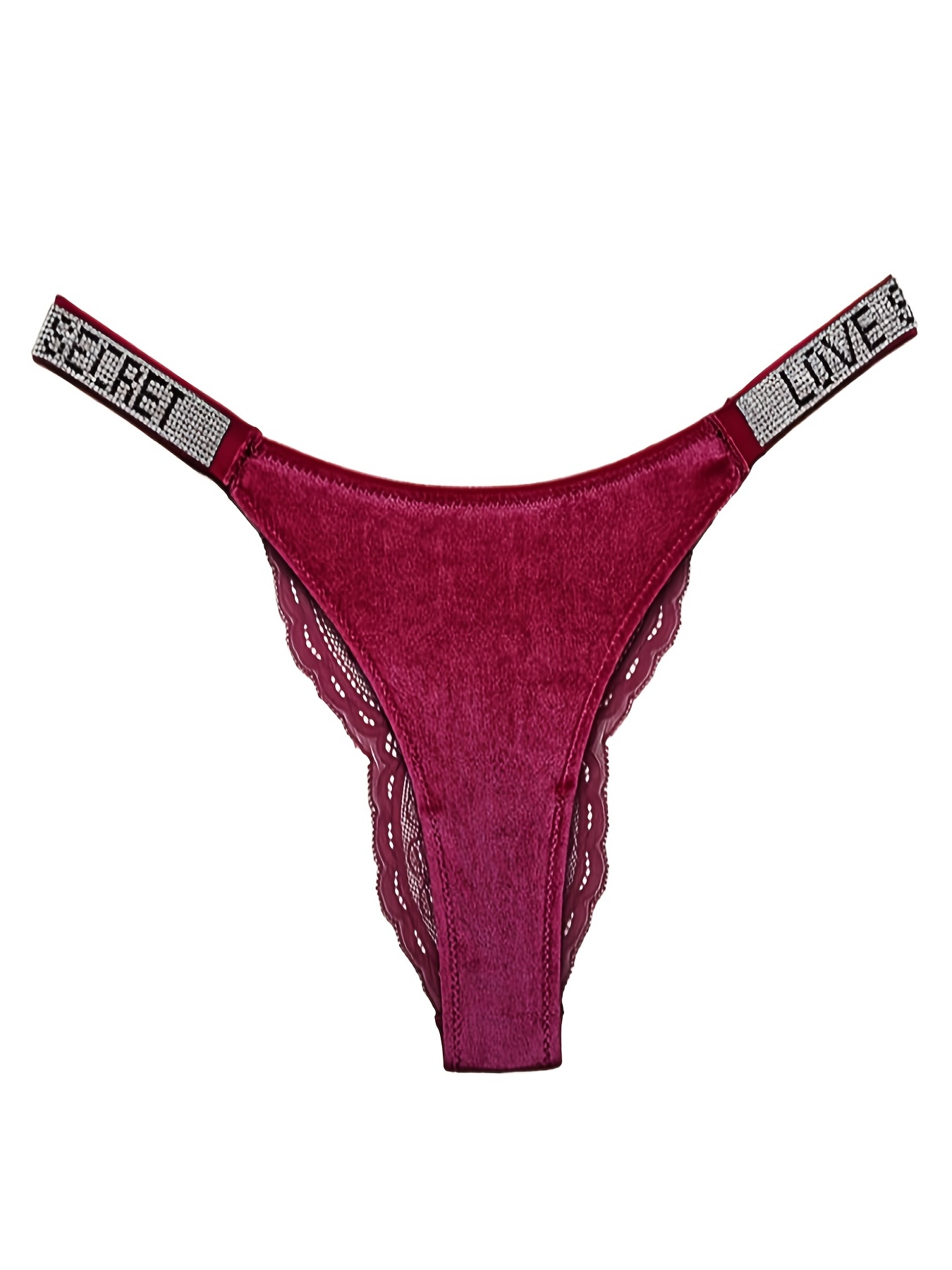 6pcs Letter Rhinestone Thongs, Sexy Low Waist Stretchy Panties, Women's  Lingerie & Underwear