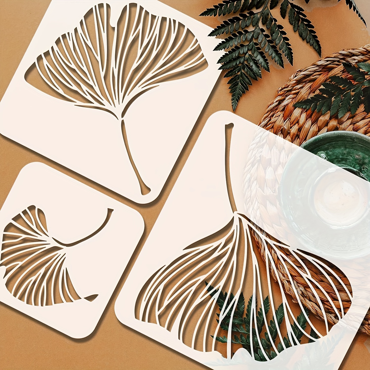 1pc Palm Leaves Stencil Large Reusable Wall Stencils Plant Leaf Art Craft  Stencils PET Hollow Out Leaves Templates Stencil