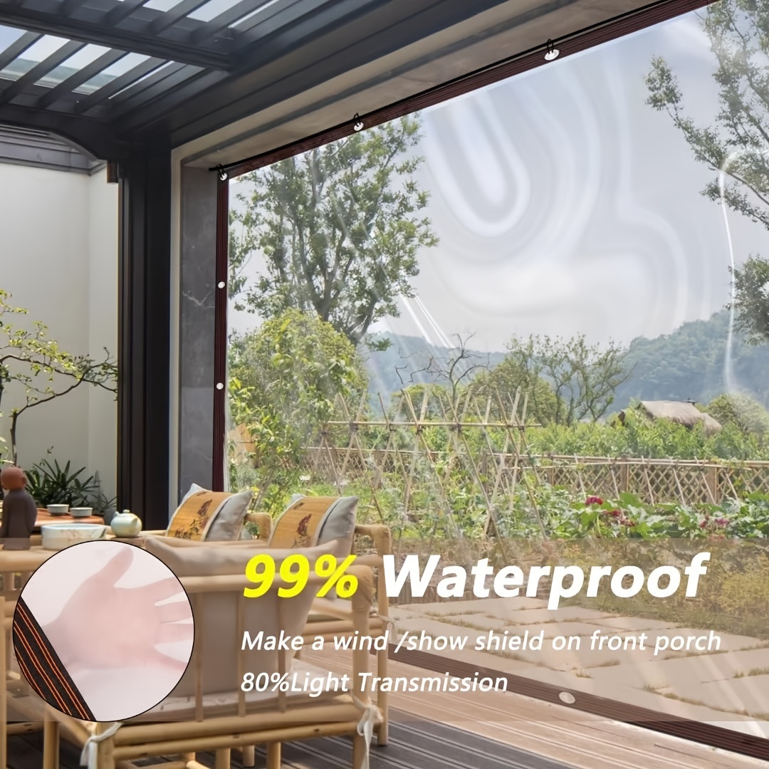 Lona transparente resistente al agua de 4 x 6 pies, lona impermeable  transparente con ojales de 15.74 mil, cubierta impermeable para jardín,  terraza