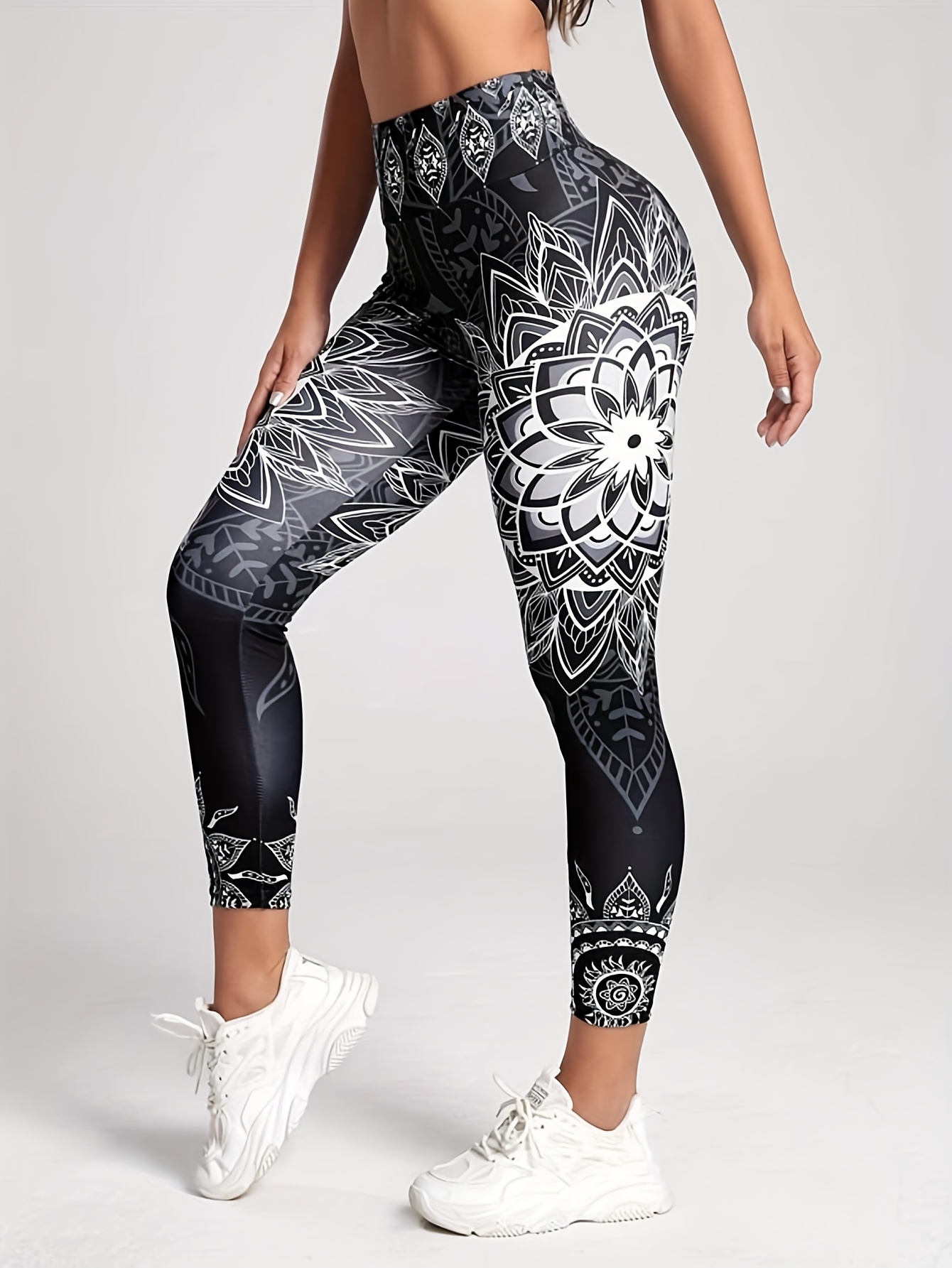 Floral Print Casual Yoga Pants, High Stretch Slim Fit Fitness Yoga  Leggings, Women's Activewear