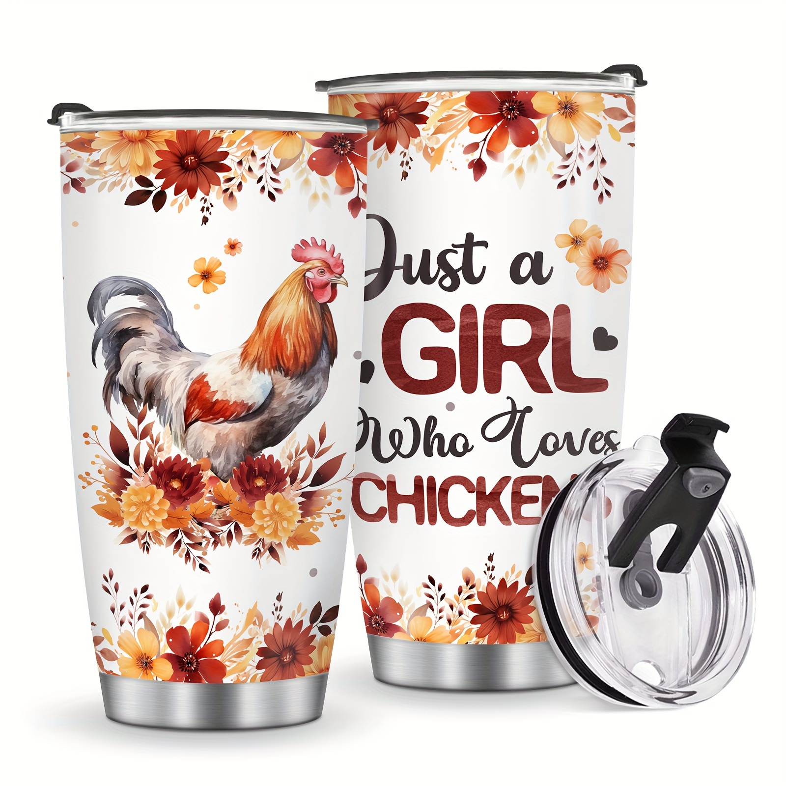 Just A Simple Woman Coffee Chickens Color Printed Tumblers