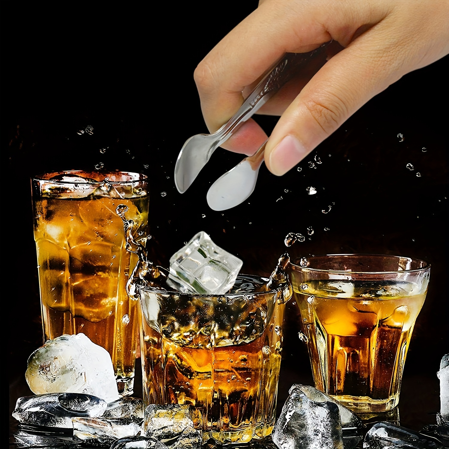 Stainless Steel Ice Cube Tongs, Ice Serving Tongs For Cocktails Whiskeys