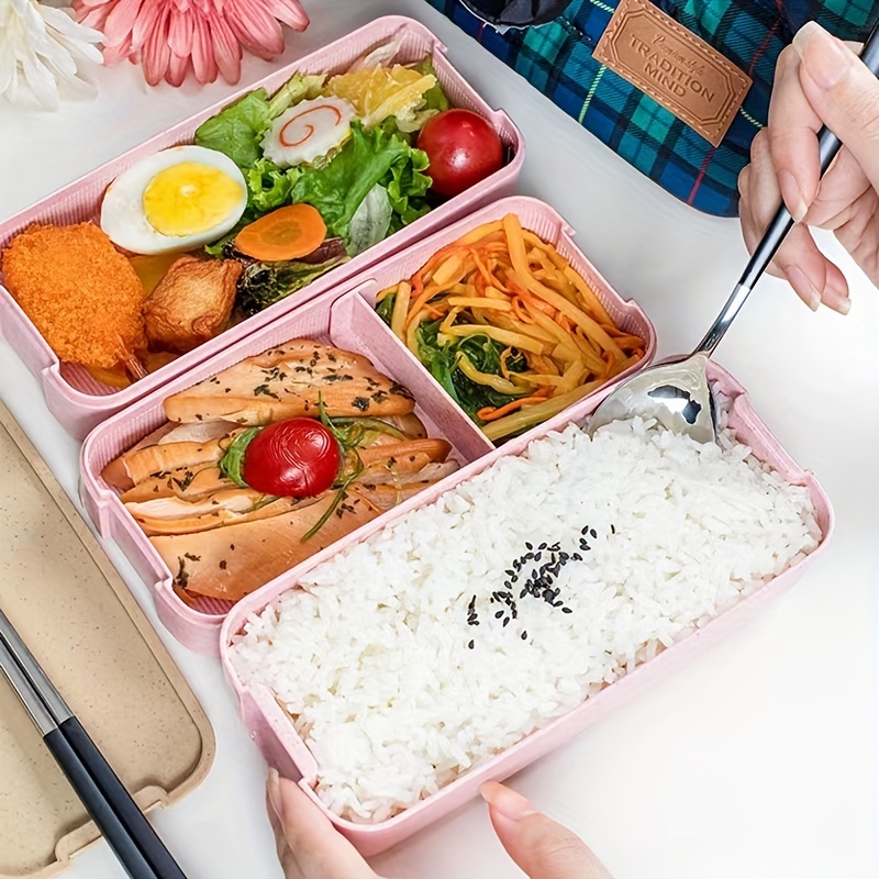 Portable 3 layer Japanese Lunch Box With Utensils Keep Food - Temu