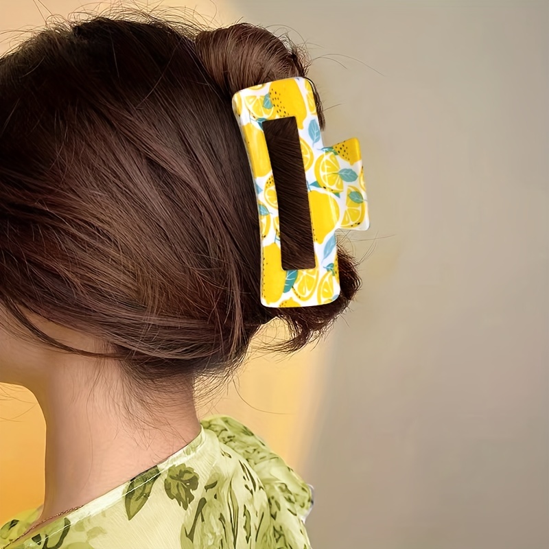 Rose Flower Pattern Hair Claw Ponytail Holder Hair Accessory