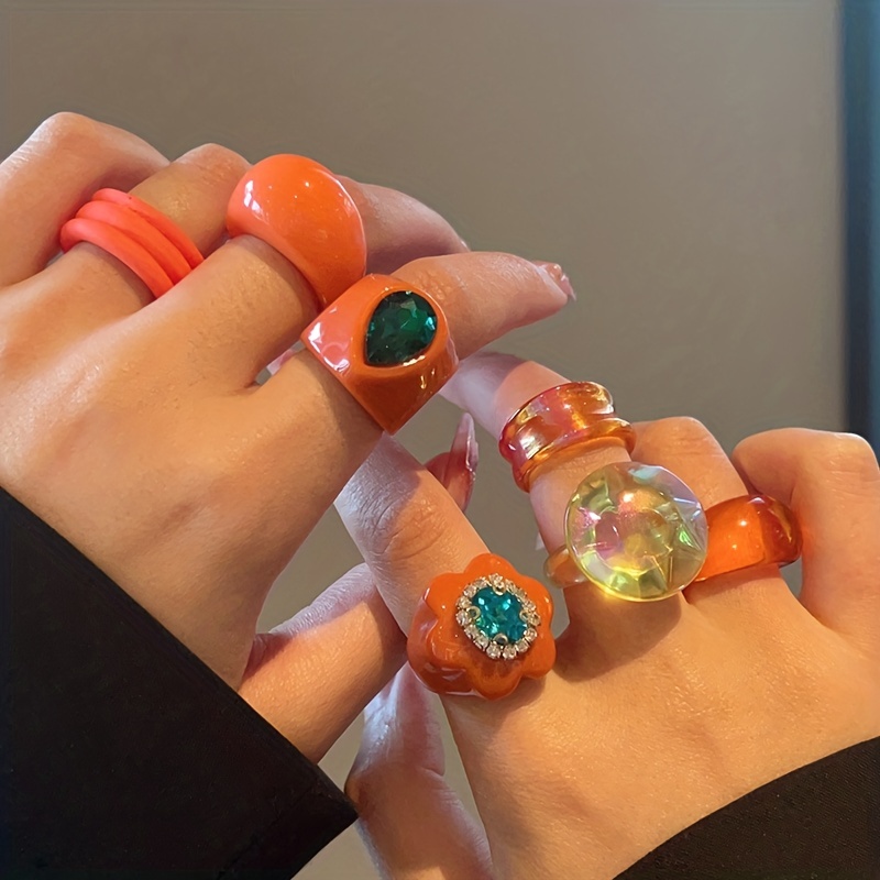 Y2k Rings Rings Set Women Colorful Rings Stackable - Temu