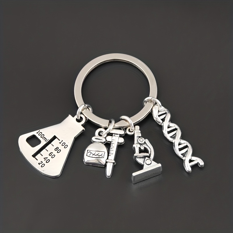 Measuring Cup Microscope Chemical Molecule Alloy Keychain