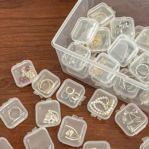 30pcs Jewelry Storage Box, Earring Organizers, Mini Clear Case, Storage Container With Lid, Small Plastic Storage Box For Bead Makeup Craft Project, Square Earplug Pill Storage Box, Home Organization And Storage Supplies, Bedroom Accessories
