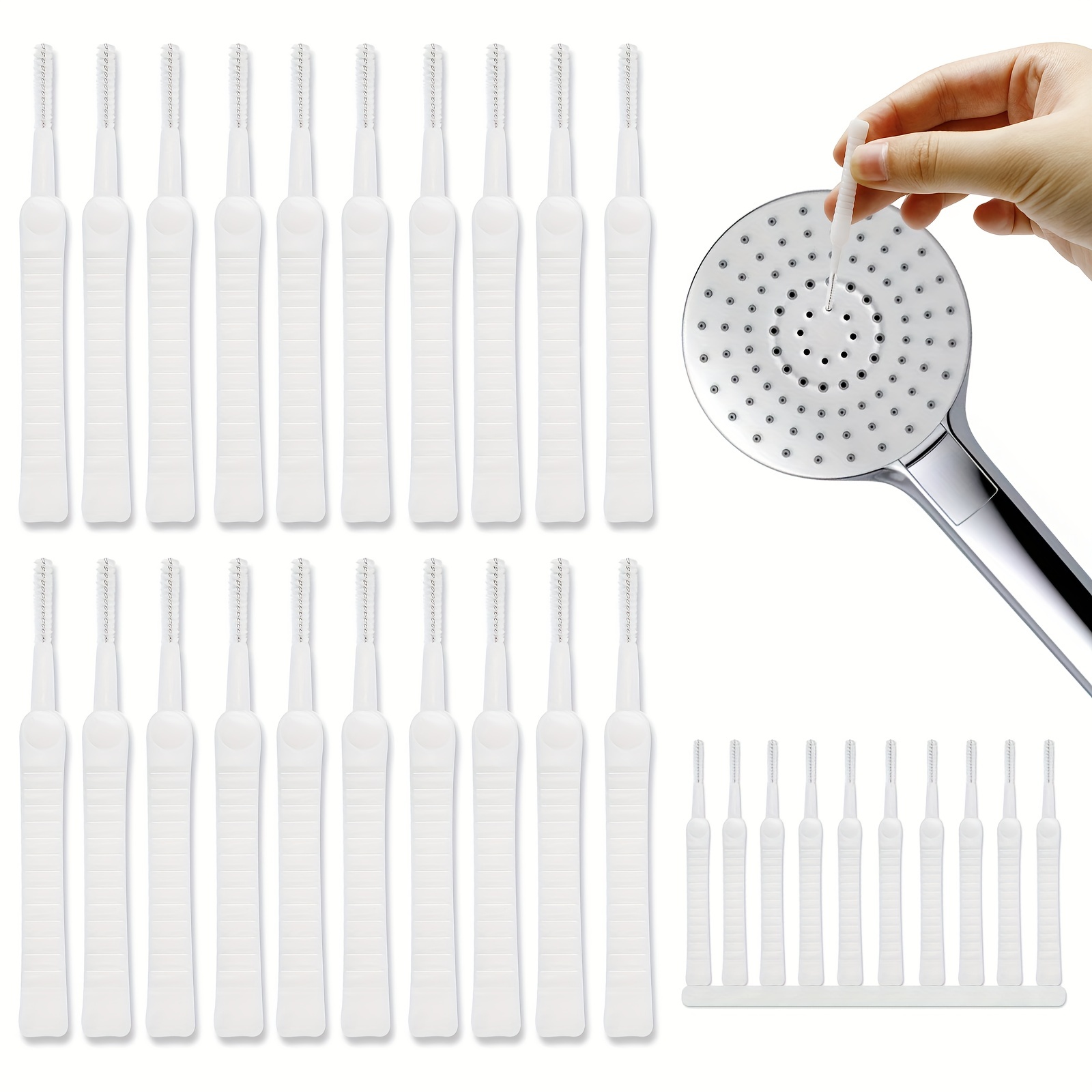 20PCS White Nylon Mini Shower Head Cleaning Brush Anti-Clogging Shower  Nozzle Cleaning Brushes Multifunctional Small Hole Cleaner for Window Slot