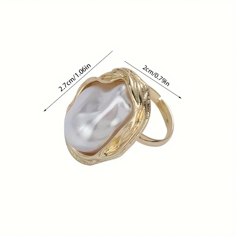 1pc french romantic style ring inlaid artificial pearl in irregular shape symbol of beauty and fashion match daily outfits party decor details 3