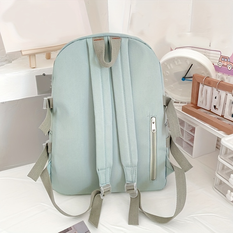 Casual Canvas Backpack With Pendant Large Capacity Schoolbag