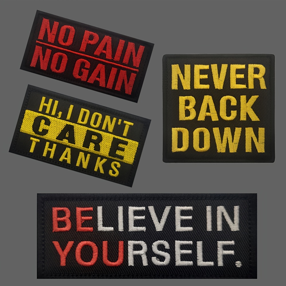 1pc motivational embroidery patch never back - Temu