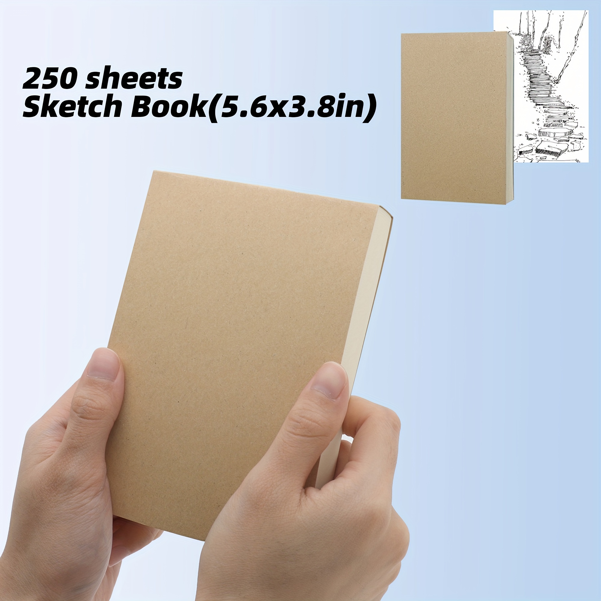 Blank Notebook Retro Thick Sketchbook Student Art Book