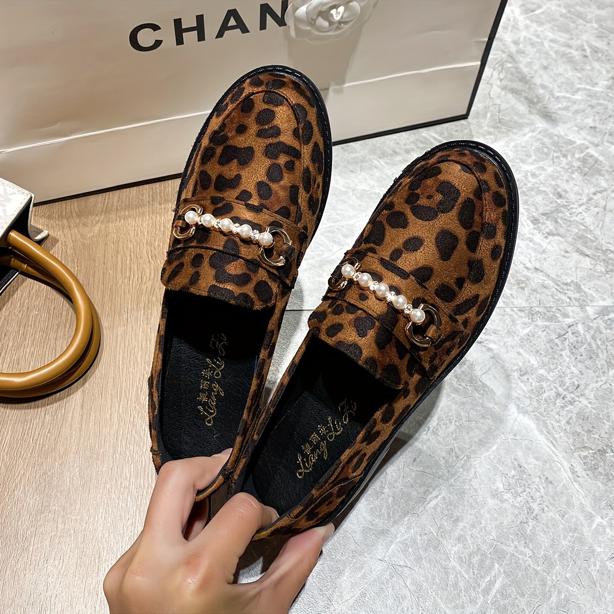 Women's Leopard Printed Flats Fashion Slip Faux Leather - Temu