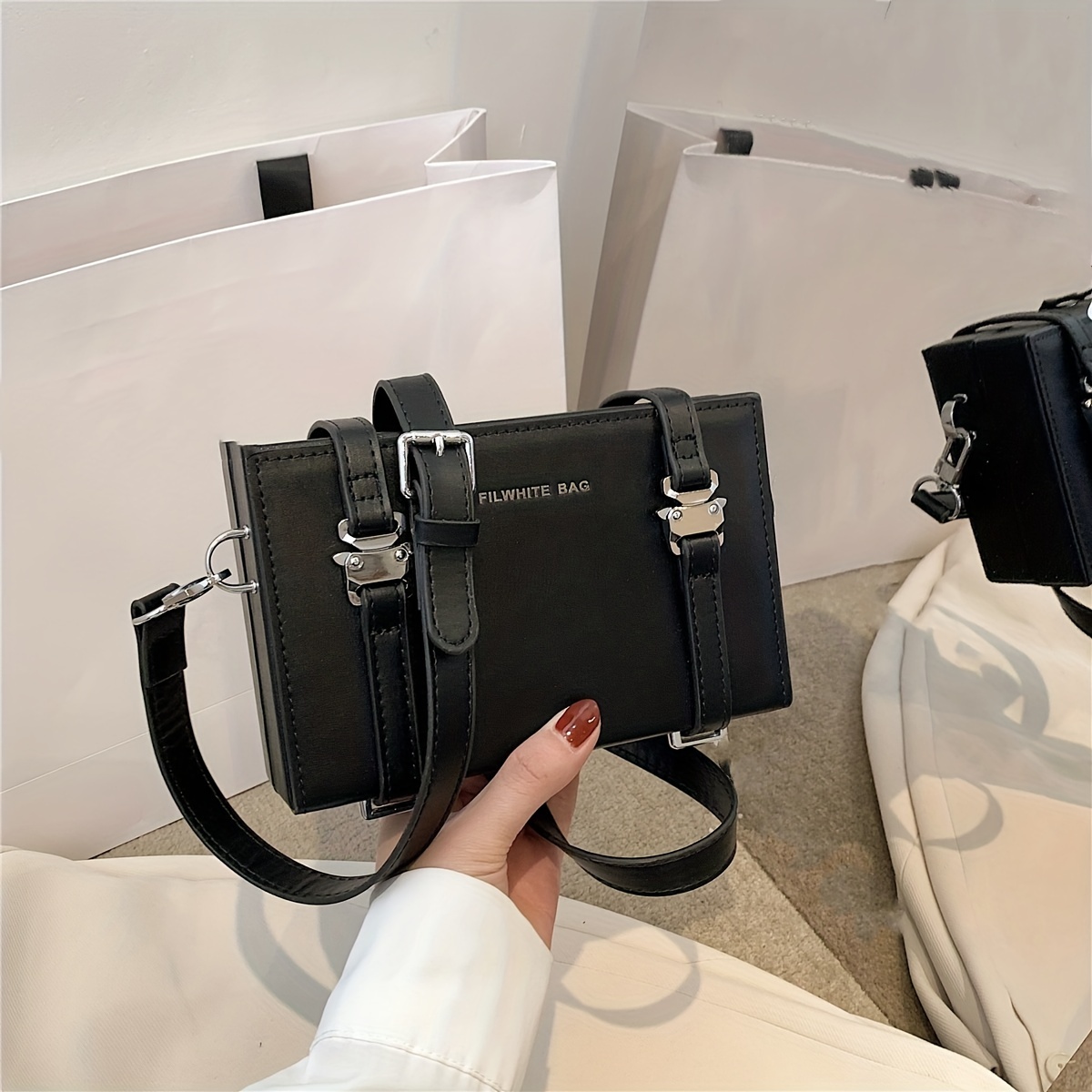 Trendy Pu Leather Mini Cambridge Bag, Solid Color Flap Crossbody Box Bag,  Perfect Shoulder Bag For Everyday Use - Temu
