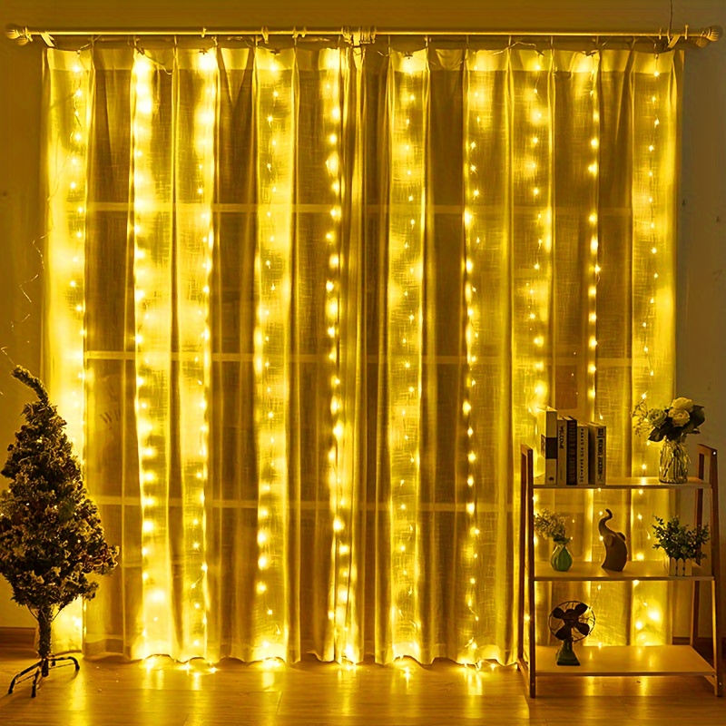 Usb Copper Wire Curtain String Lights, Christmas Decoration, 8 Modes Remote  Control, Festive Wedding Fairy Garland Lights, Bedroom Outdoor Indoor Home  Decoration - Temu