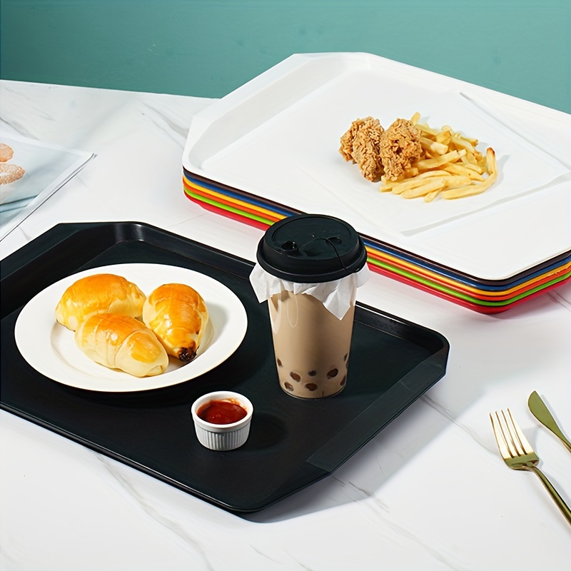 12 bandejas de plástico de comida rápida de 10.6 x 13.8 pulgadas, bandeja  de servicio de restaurante, bandejas de cafetería, para almuerzo, mesa de