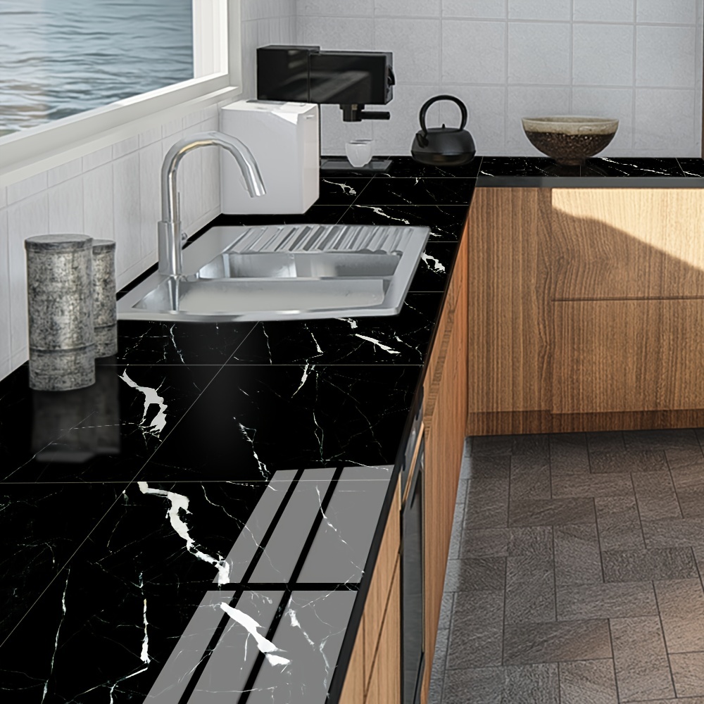 black marble floor kitchen