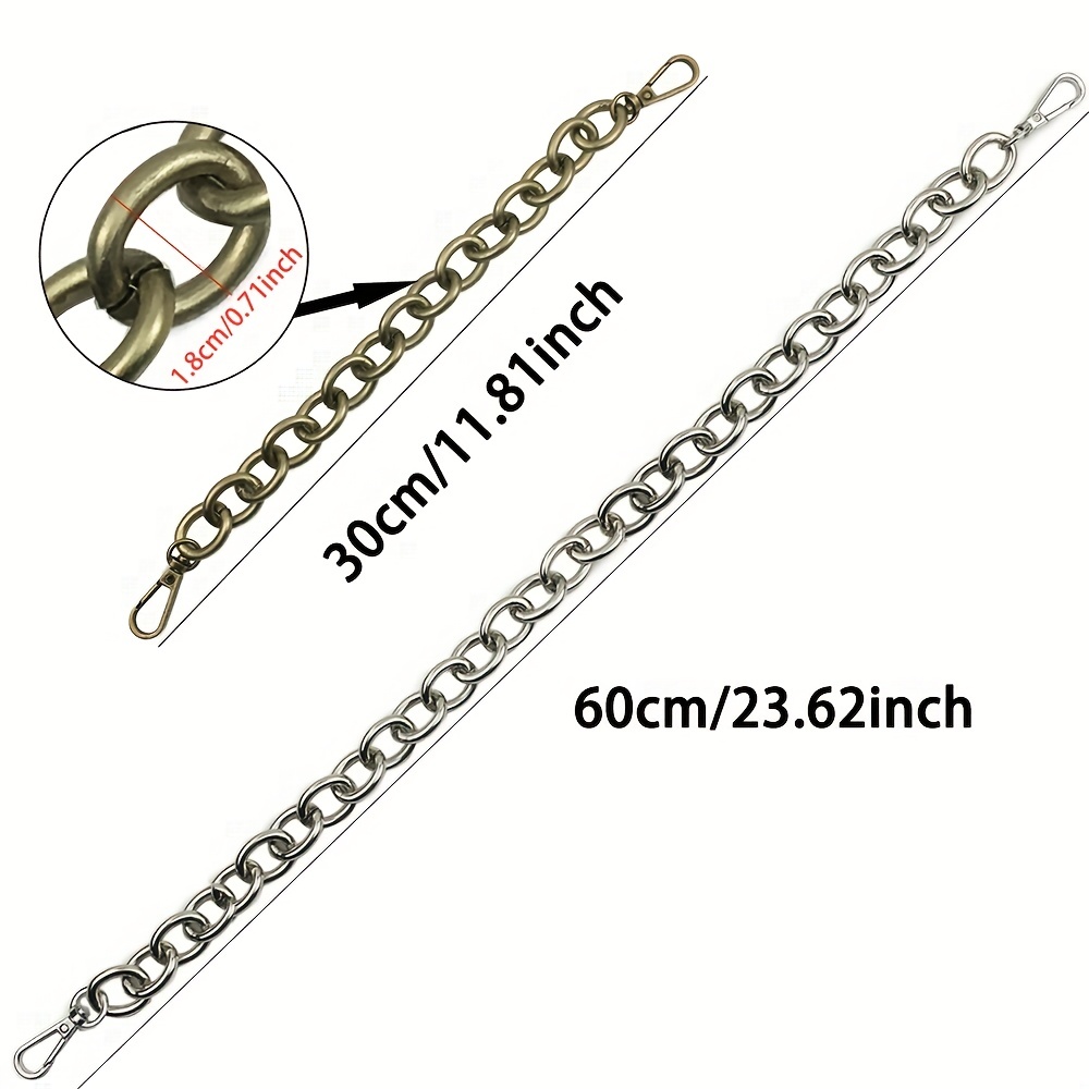 Replacement Purse Chain Strap Flat Iron Bag Chains Shoulder Straps Purse  Link Chains, With Metal Slide Hook Buckles For DIY Handbags Crafts, 47.2  Inch