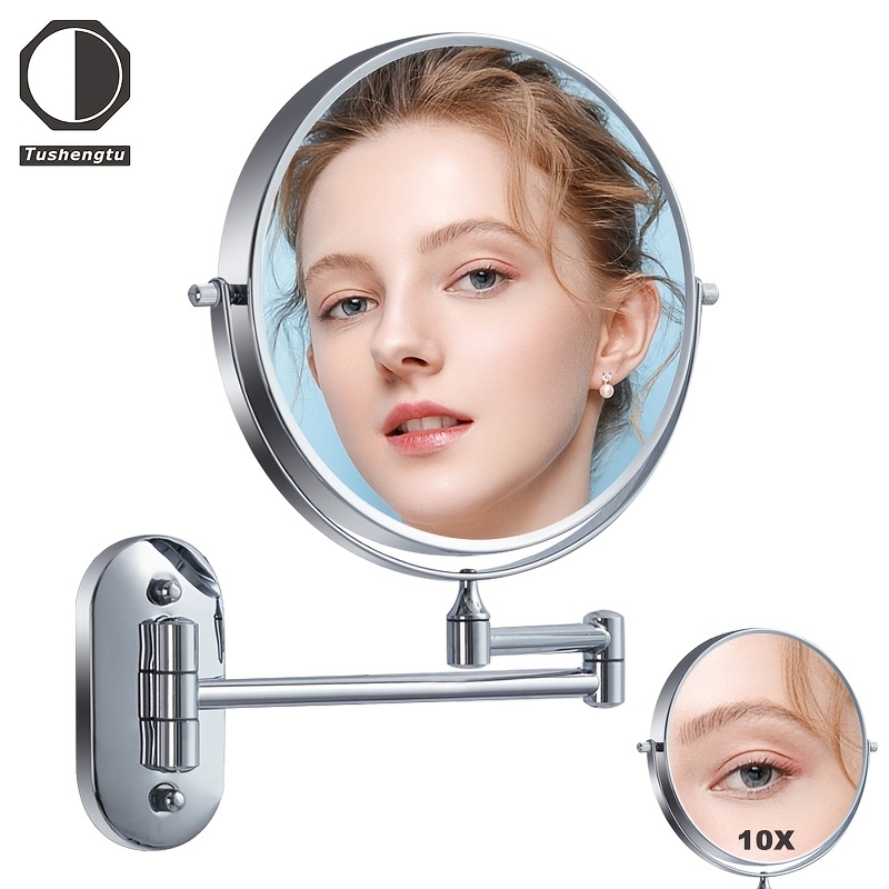 Espejos de maquillaje montados en la pared con aumento y extensión, espejo  cosmético ajustable y resistente para afeitar, espejo de tocador de baño