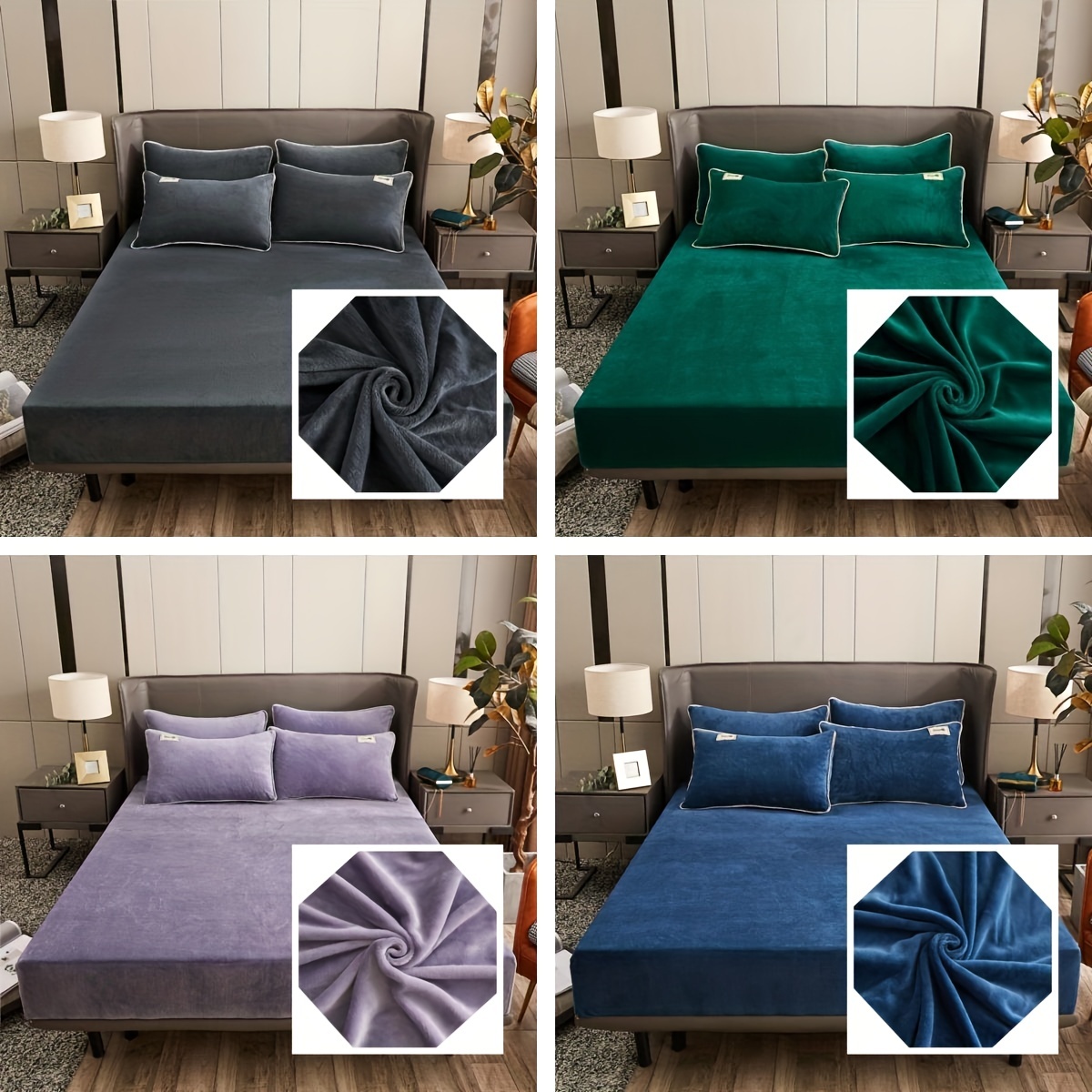 Soft Fleece Fitted Sheet for Bedroom and Hotel, Dustproof, Hypoallergenic