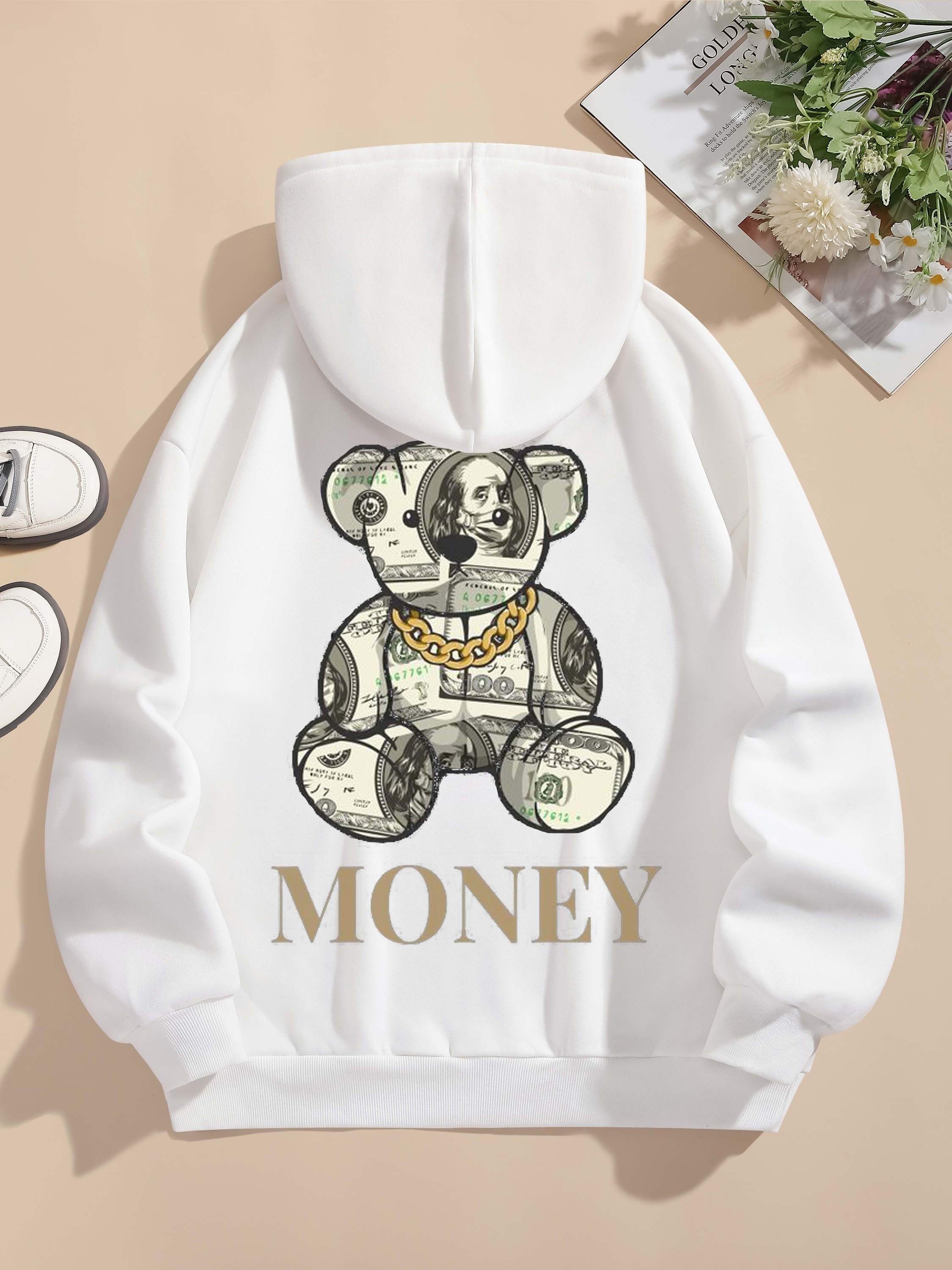 Autumn Winter Men's Hoodies Cartoon Bear Face Mask Print - Temu