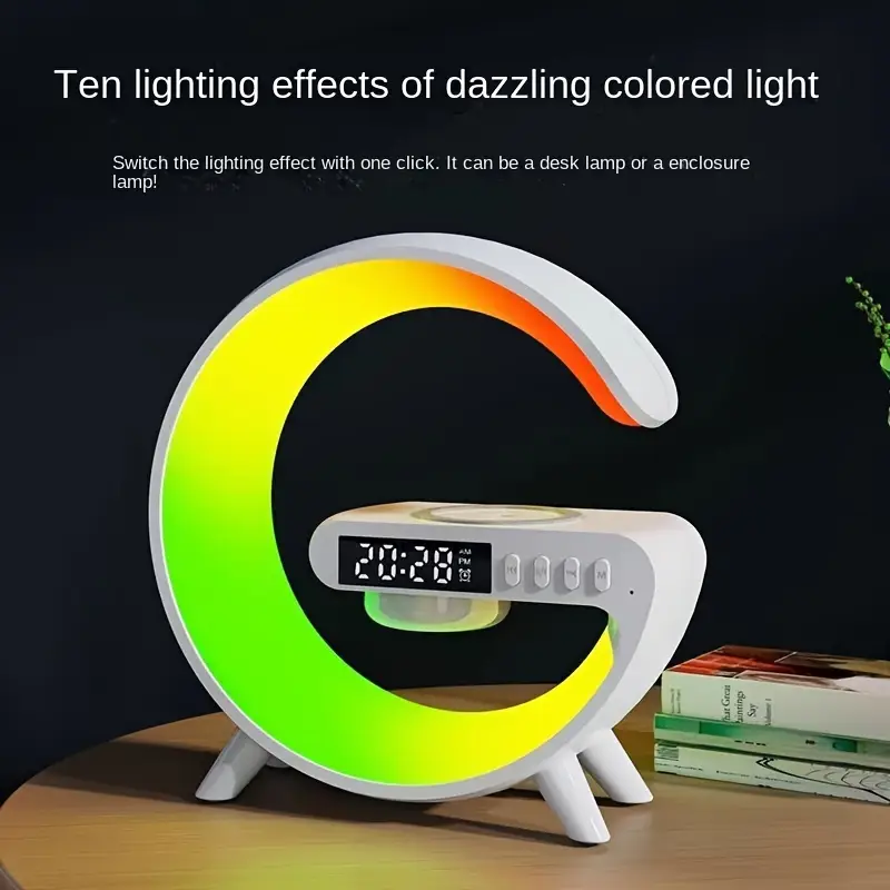 small g speaker desk lamp colorful led light with sound function and wireless charging function tf card playback aux interface listen to songs details 2