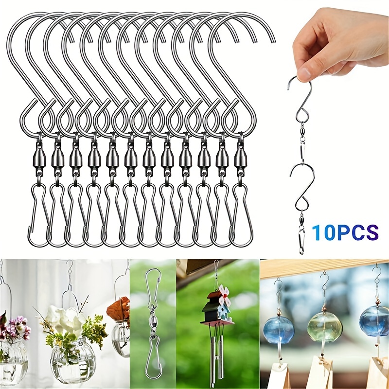 10pcs S-Shaped Swivel Hooks - Perfect for Hanging Wind Chimes, Curtains &  More!