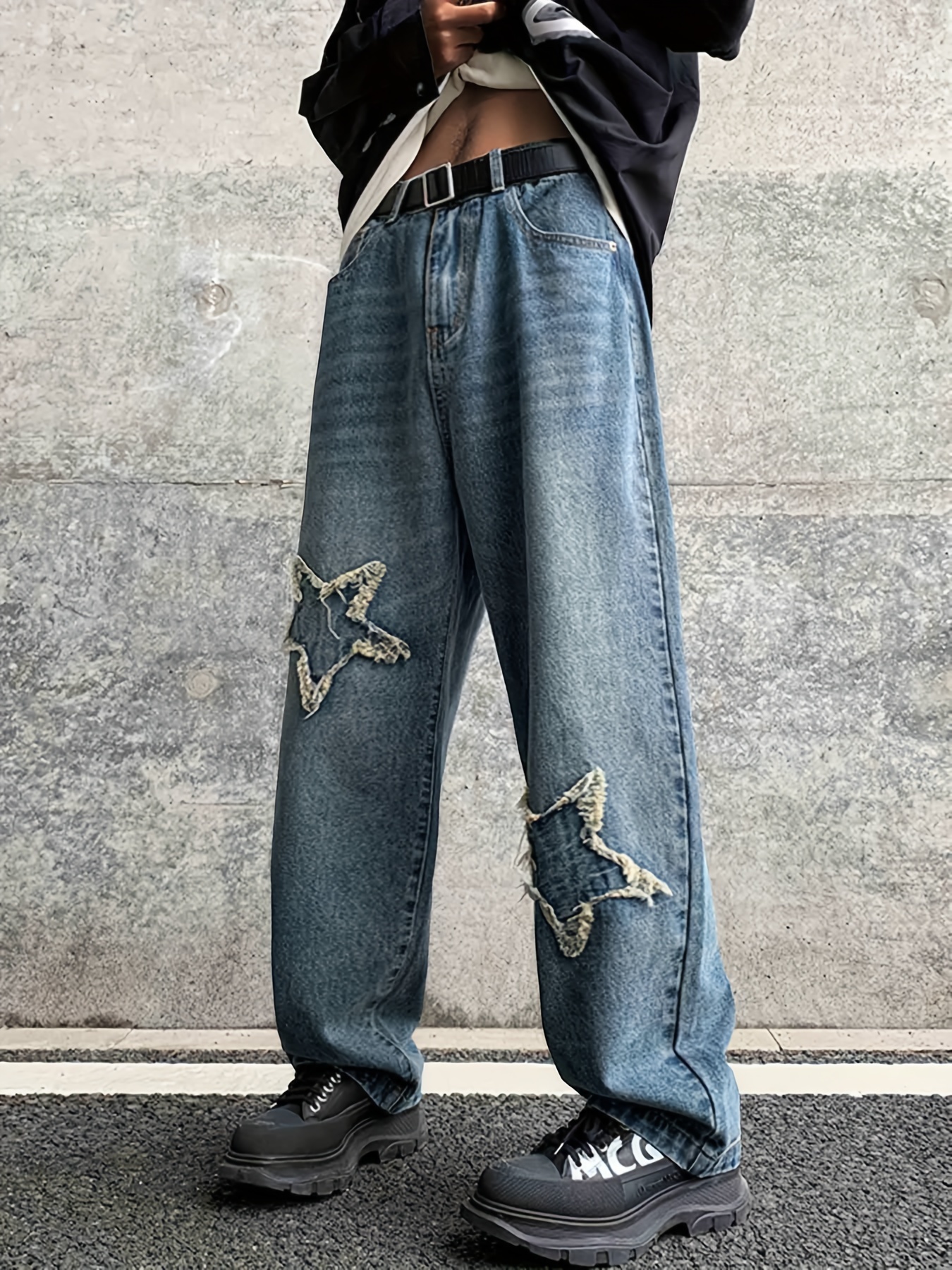 Y2.k Baggy Jeans For Men Wide Leg Straight Denim Pants Hop Loose