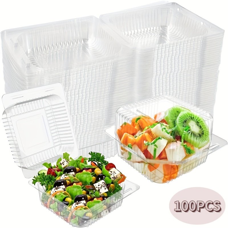 4Pcs Clear Rectangular Disposable Plastic Food Container Lunch