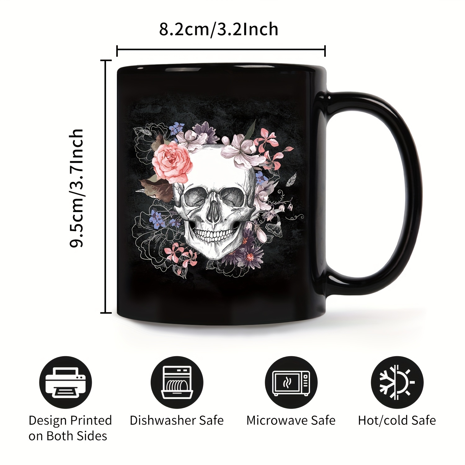 Cool Skull Coffee Cups Ceramic Mug for Men Women Tea 11 oz Novelty Unique Best Gifts Microwave Safe