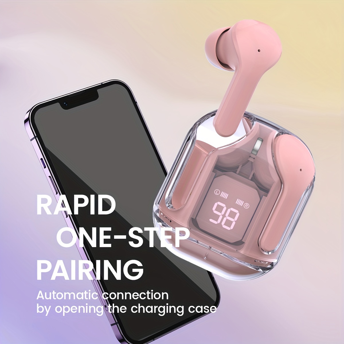 Transparent TWS, No Lid Design, Wireless V5.3 Colorful True Wireless Stereo Earbuds, Silicone In-ear, Touch Button, Hands-free Headset, Battery Capac_voghion.com
