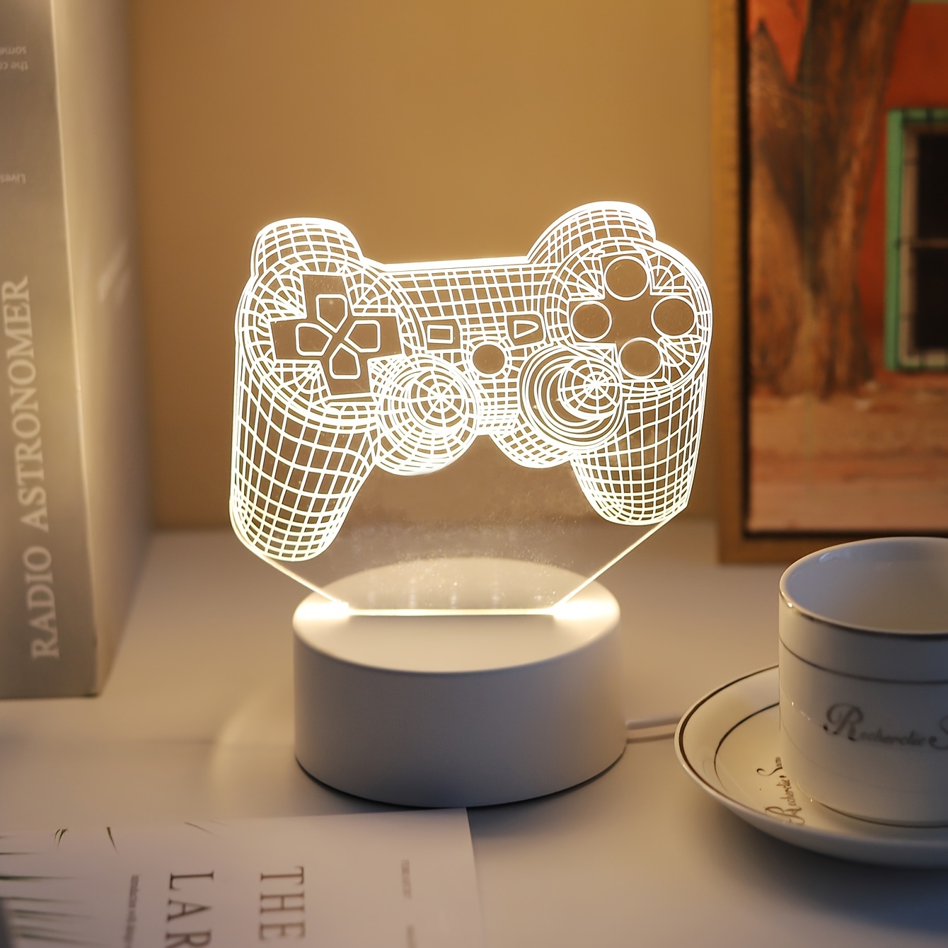 1pc 3D Electric Game Controller with LED USB Plug Night Light