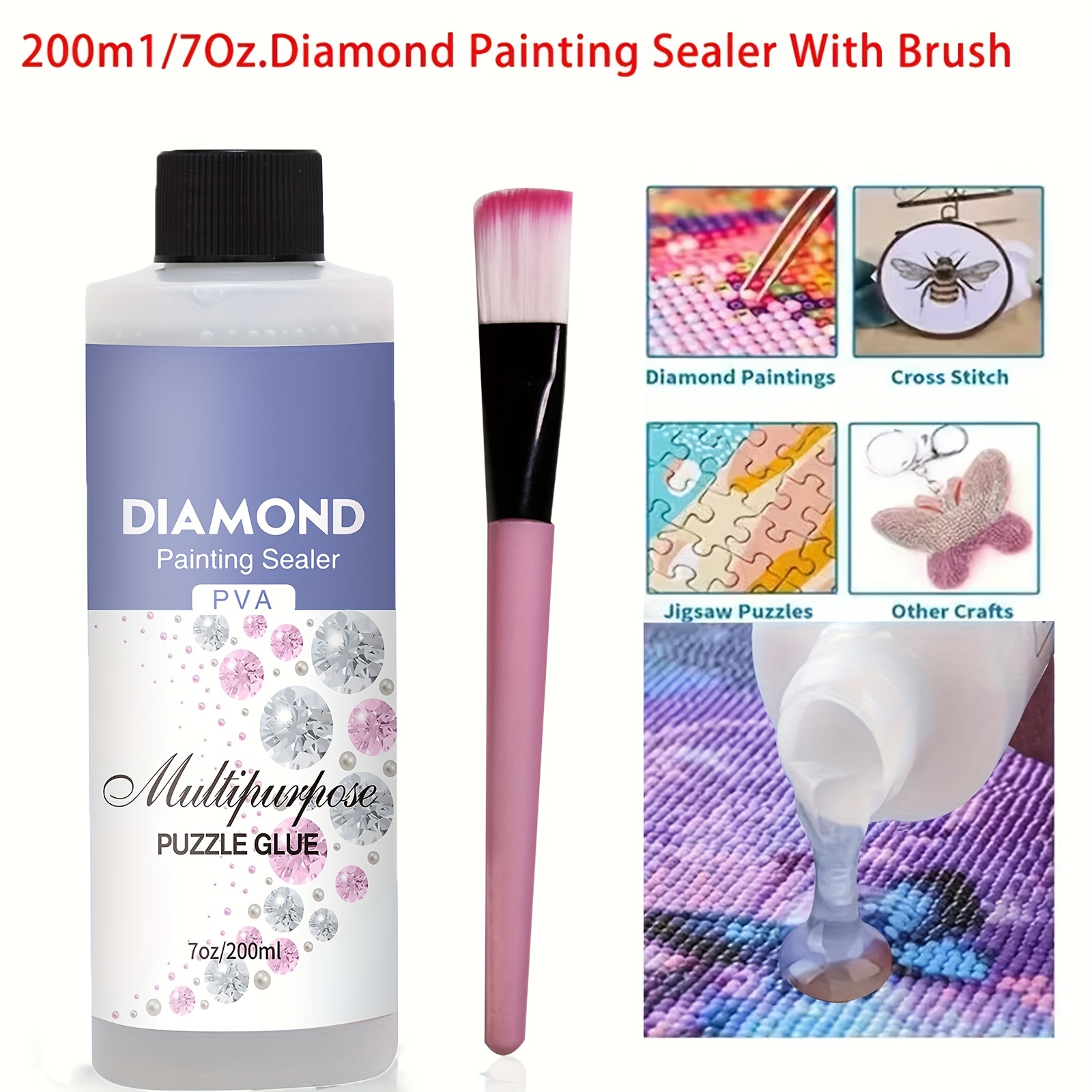 LAMXIN diamond painting accessoires, 120 ml colle diamond painting, séchage  rapide, scellant pour peinture au diamant haute brillance, pour peinture