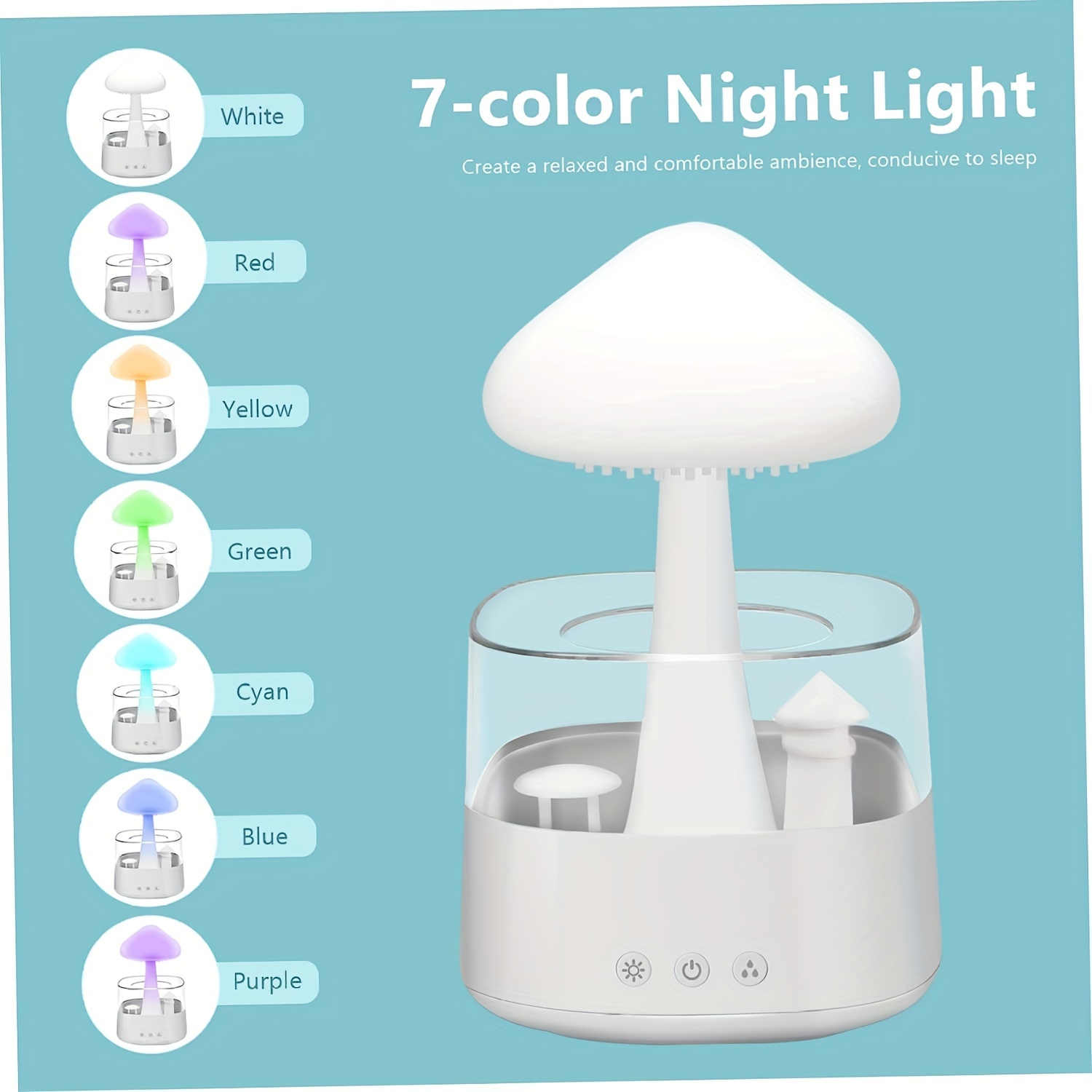 1pc Humidificador Nube Lluvia 7 Luces Led Gota Agua Lindo - Temu Chile