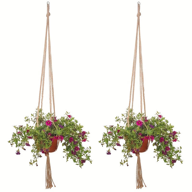 2pcs Gardening Greenery Flower Pot Hemp Rope Hanging Net - Temu