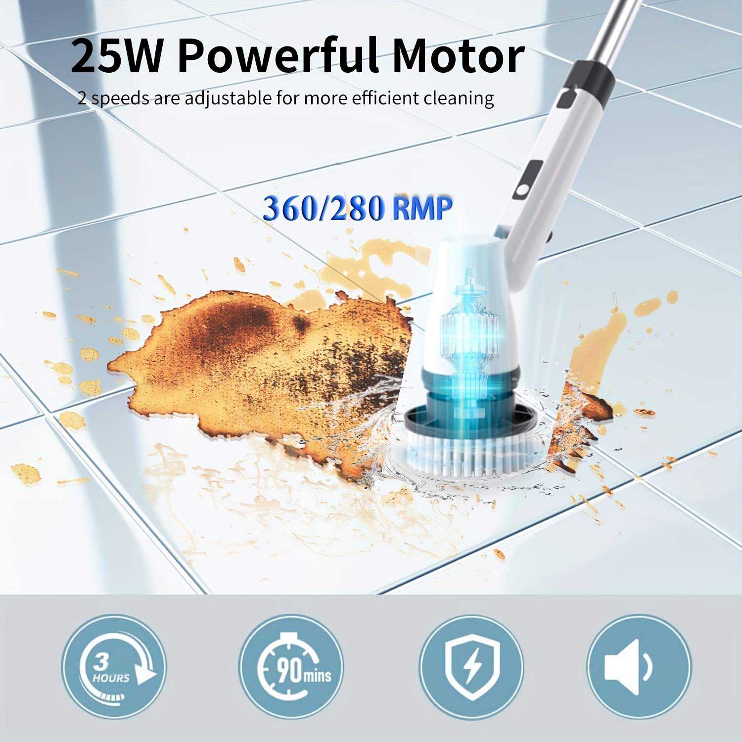 Electric Spin Scrubber With 8 Replaceable Brush Head Power - Temu