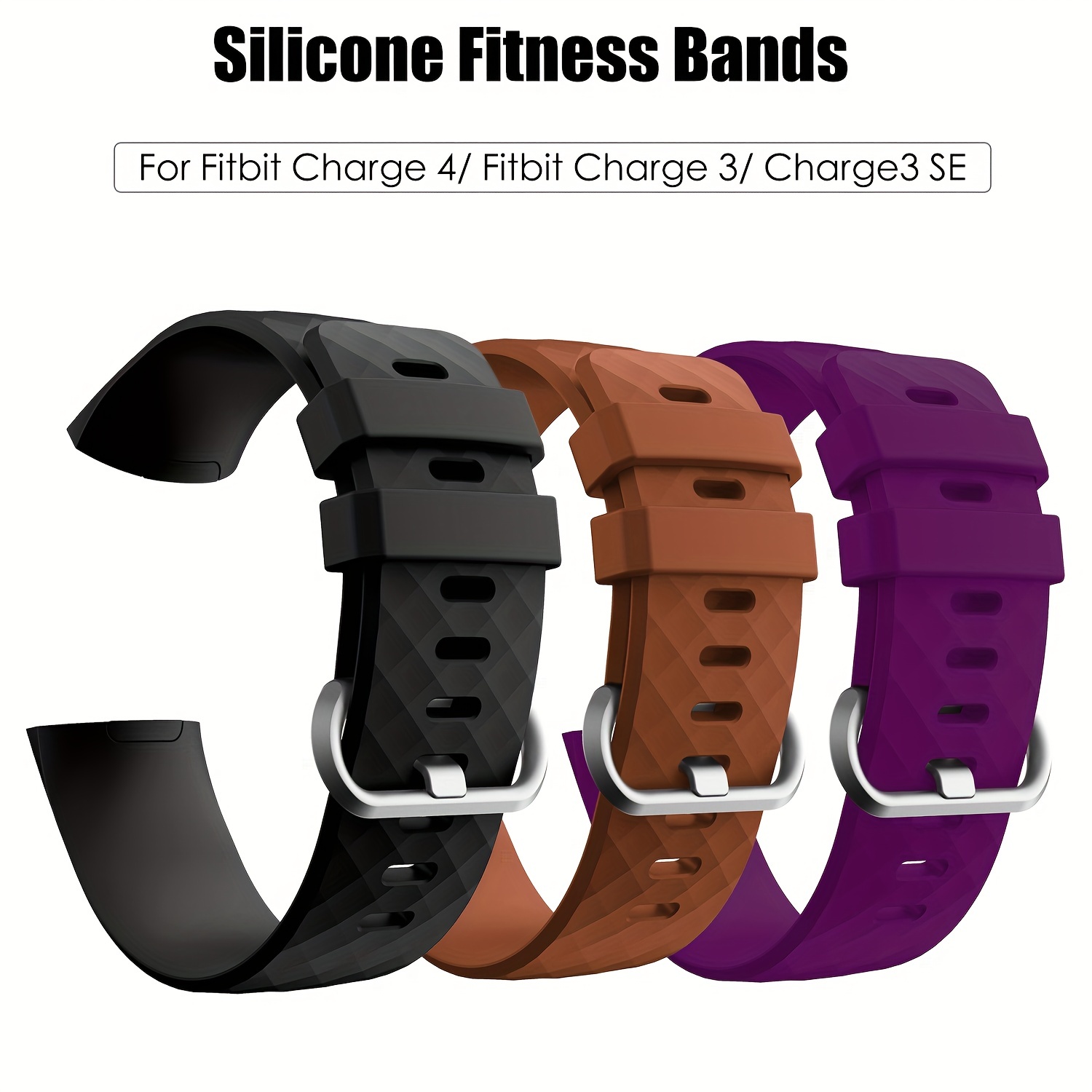 Bracelet en nylon (noir), adapté pour Fitbit Charge 3 & Charge 4