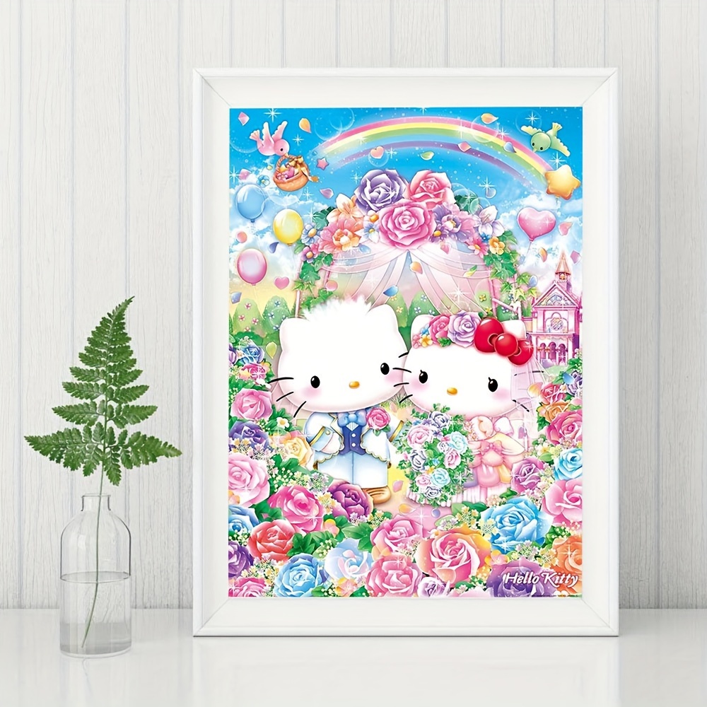 Miniso 35*35cm/13.78*13.78inch Diamond Painting Kit Sanrio Hello Kitty Full  Round Artificial Diamond Mosaic 5D DIY Diamond Art Christmas Decoration