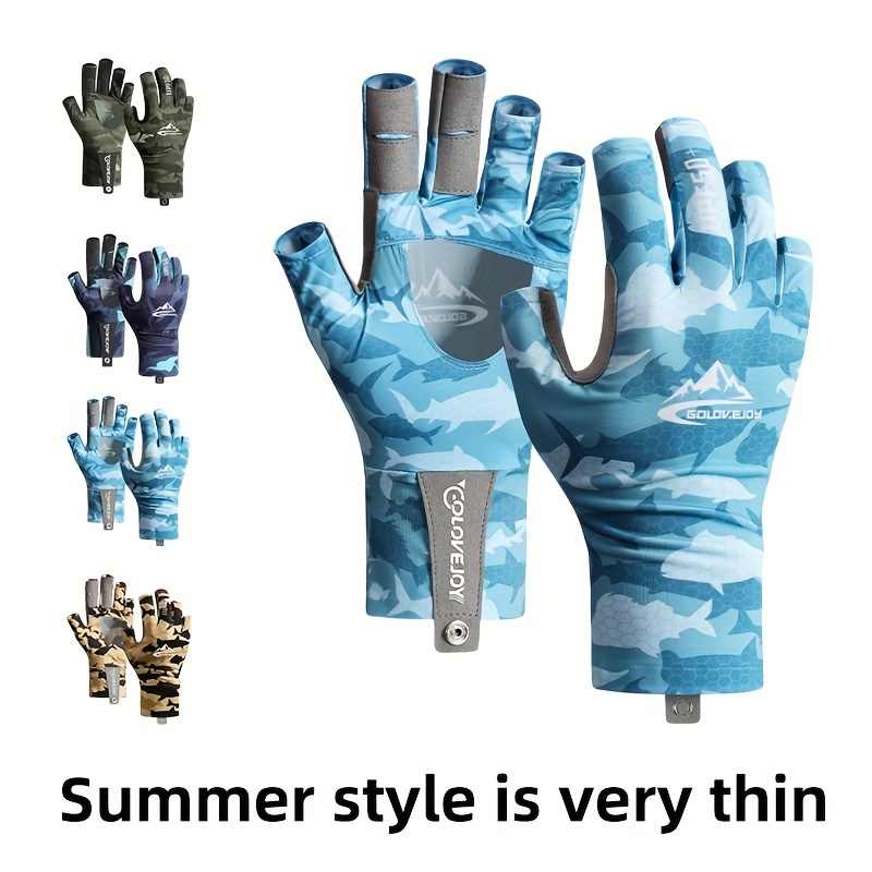 SHAR 1 Pair Fishing Gloves L/XL, Blue, Non-slip Camouflage Hunting Gloves, Gloves  for Fishing, Hunting, Camping, Hiking, Photography 