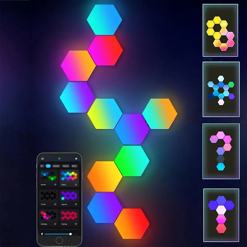Smart Hexagon Lights Diy Hexagon Led Light App Remote - Temu